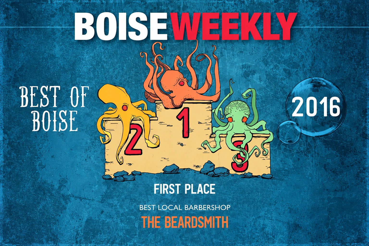 2016 Best of Boise certificate: Best Local Barbershop, First place, The Beardsmith