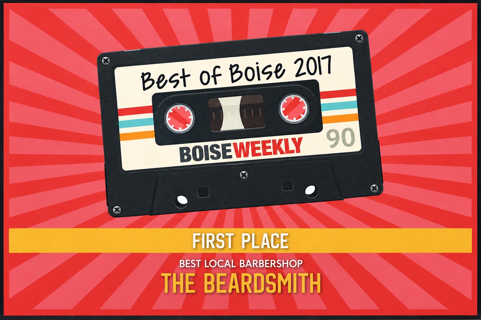 2017 Best of Boise certificate: Best Local Barbershop, First place, The Beardsmith